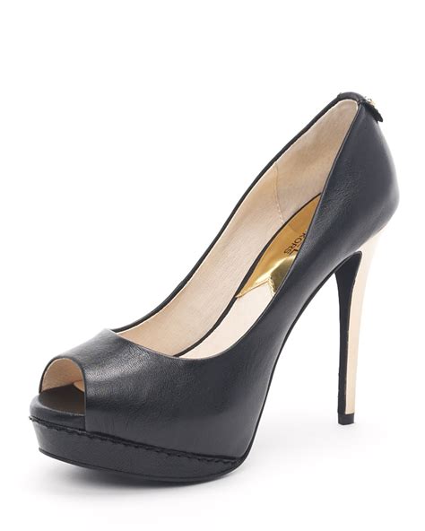 michael kors peep toe pumps|Michael Kors low heeled pumps.